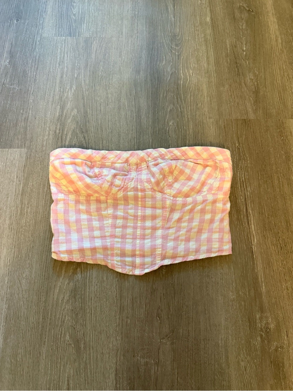 Free people Pink & White Gingham Strapless Top